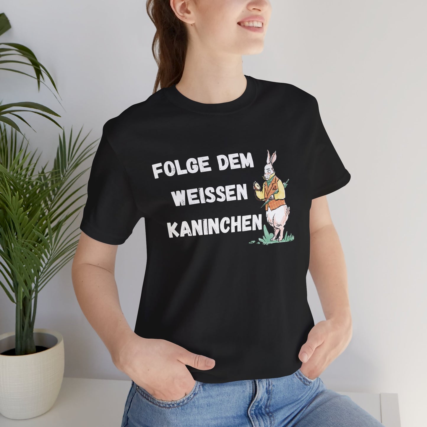 Folgen Sie dem weißen Kaninchen Unisex Kurzarm T-Shirt