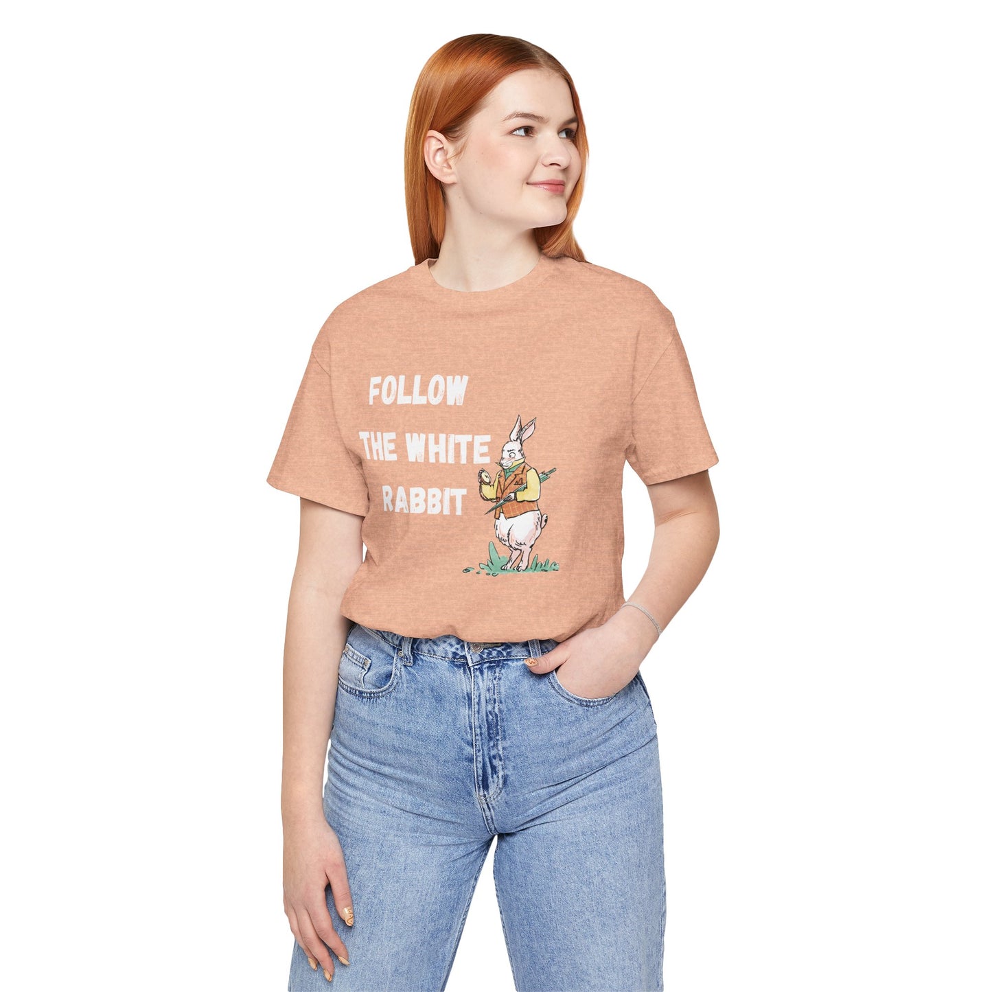 Follow the White Rabbit Tee - Unisex Jersey Short Sleeve Shirt for Adventure Lovers