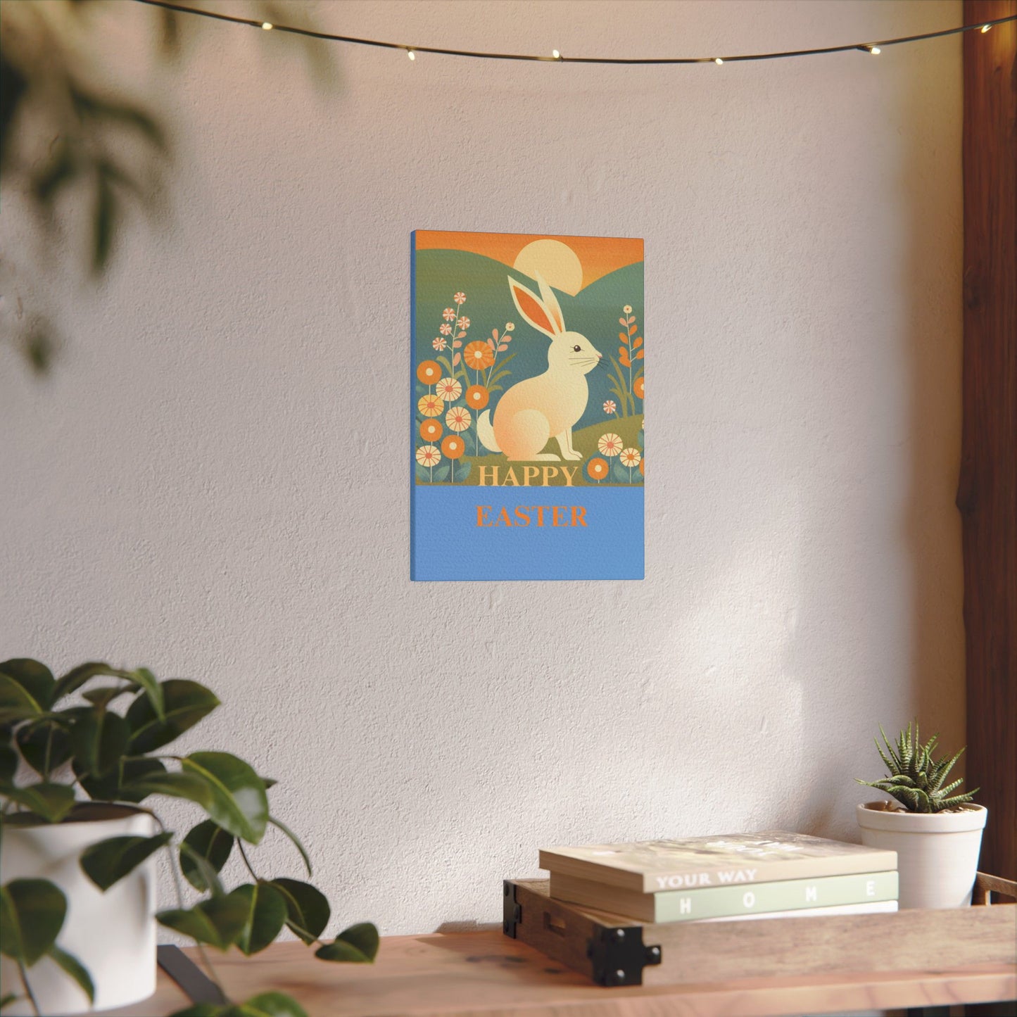 Impression Giclée sur toile Lapin de Pâques - Décoration murale Joyeuses Pâques