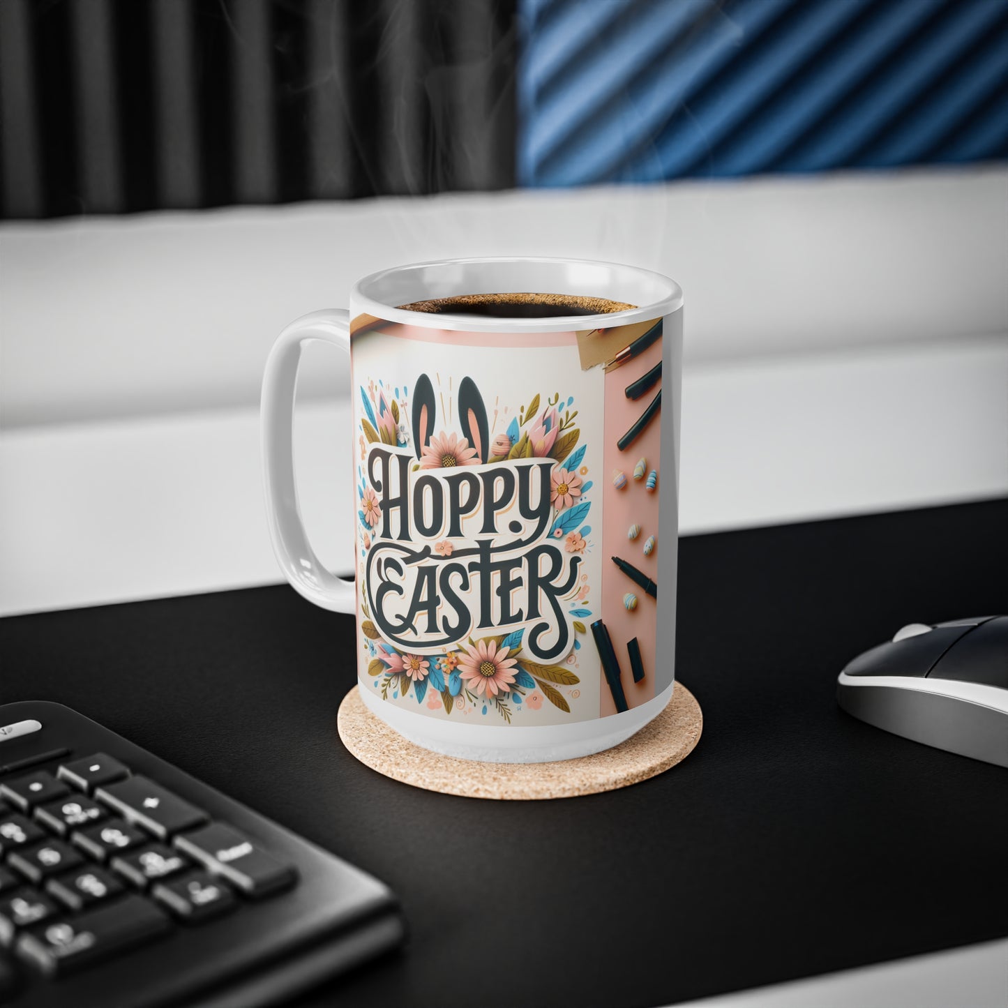 Taza de Cerámica de Café Hoppy Easter - 11oz y 15oz | Vajilla Festiva para Celebraciones de Primavera