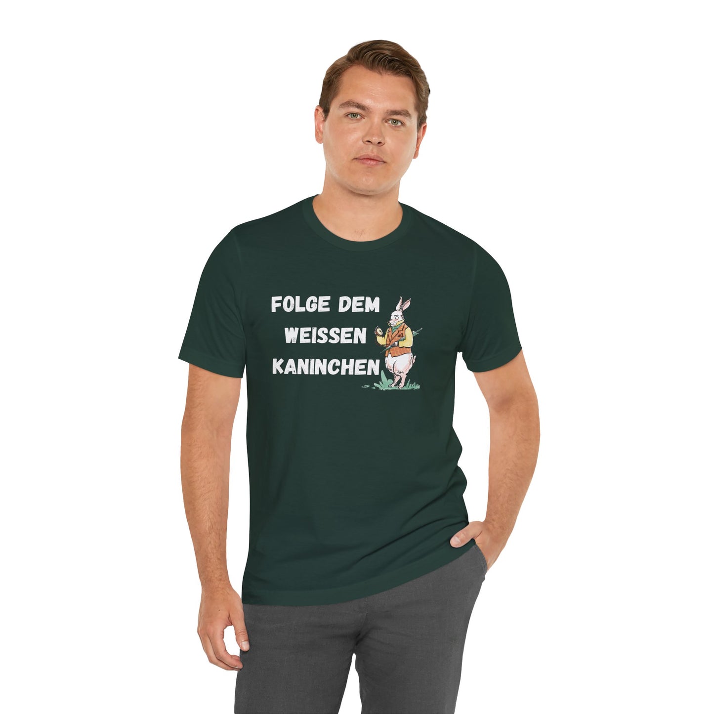 Folgen Sie dem weißen Kaninchen Unisex Kurzarm T-Shirt
