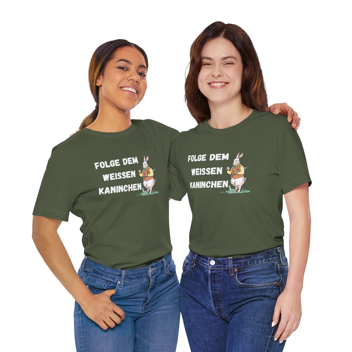 Folgen Sie dem weißen Kaninchen Unisex Kurzarm T-Shirt