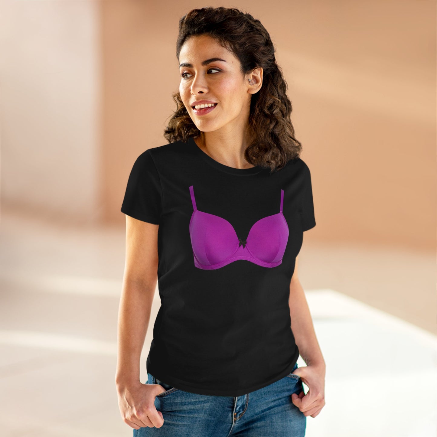 Damen-BH-T-Shirt aus mittelschwerer Baumwolle