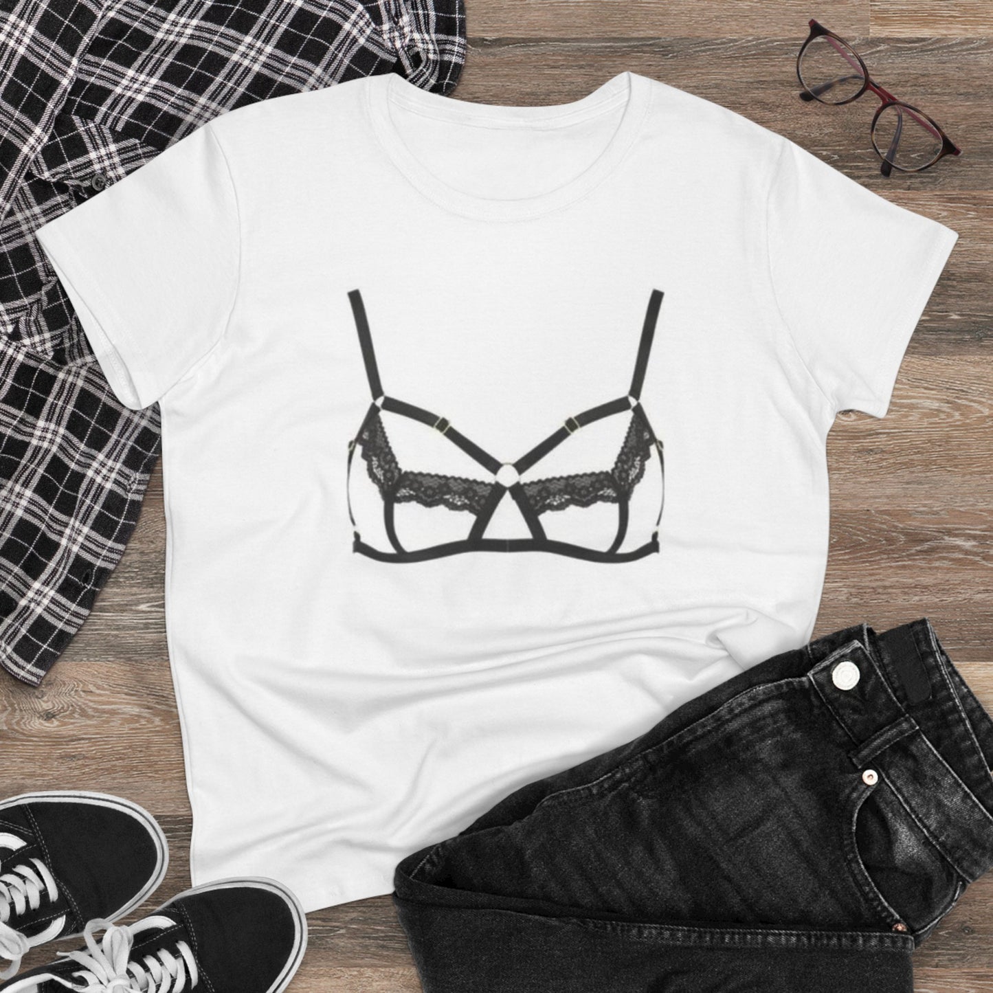 Weißes Street Style Baumwoll-T-Shirt