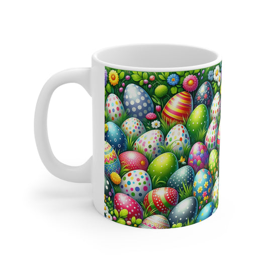 Bunte Osterei-Kaffeetasse aus Keramik – 11 oz und 15 oz