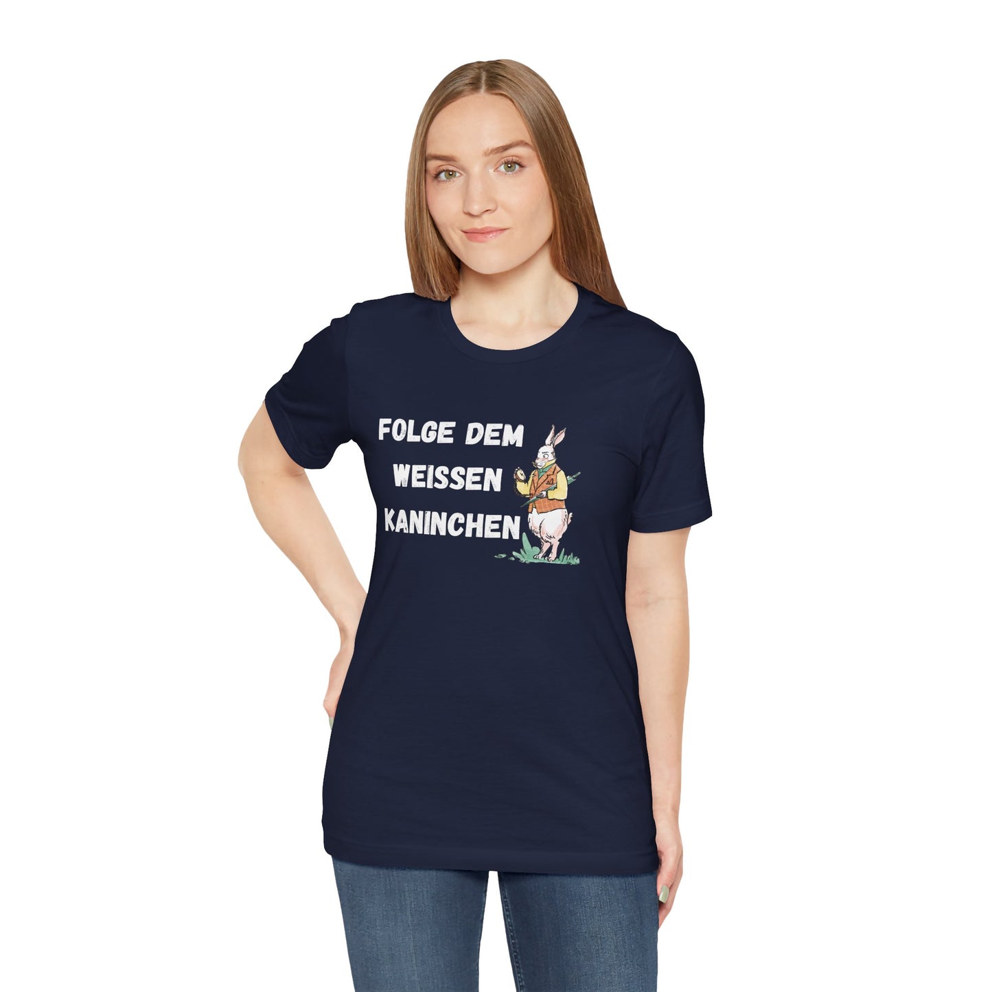 Folgen Sie dem weißen Kaninchen Unisex Kurzarm T-Shirt