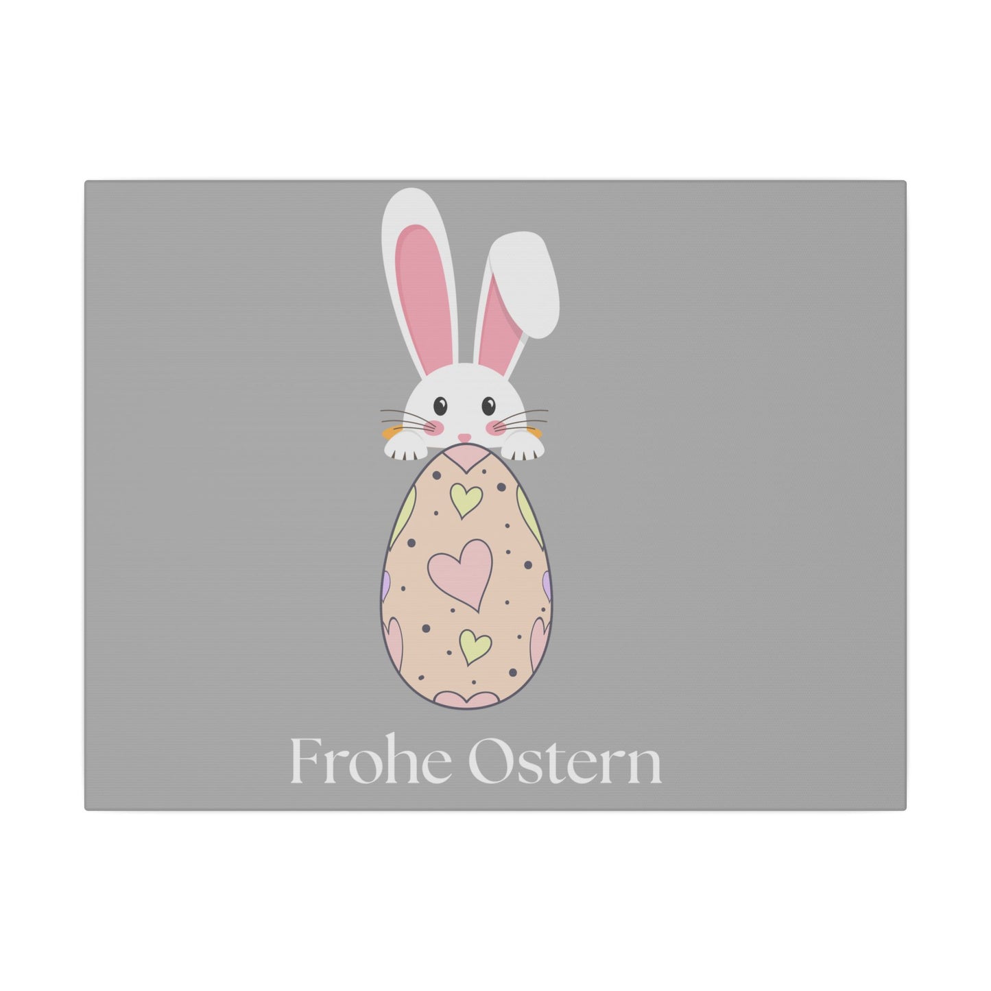 Giclée-Druck „Osterhase“ auf Leinwand – Dekor „Frohe Ostern“. 