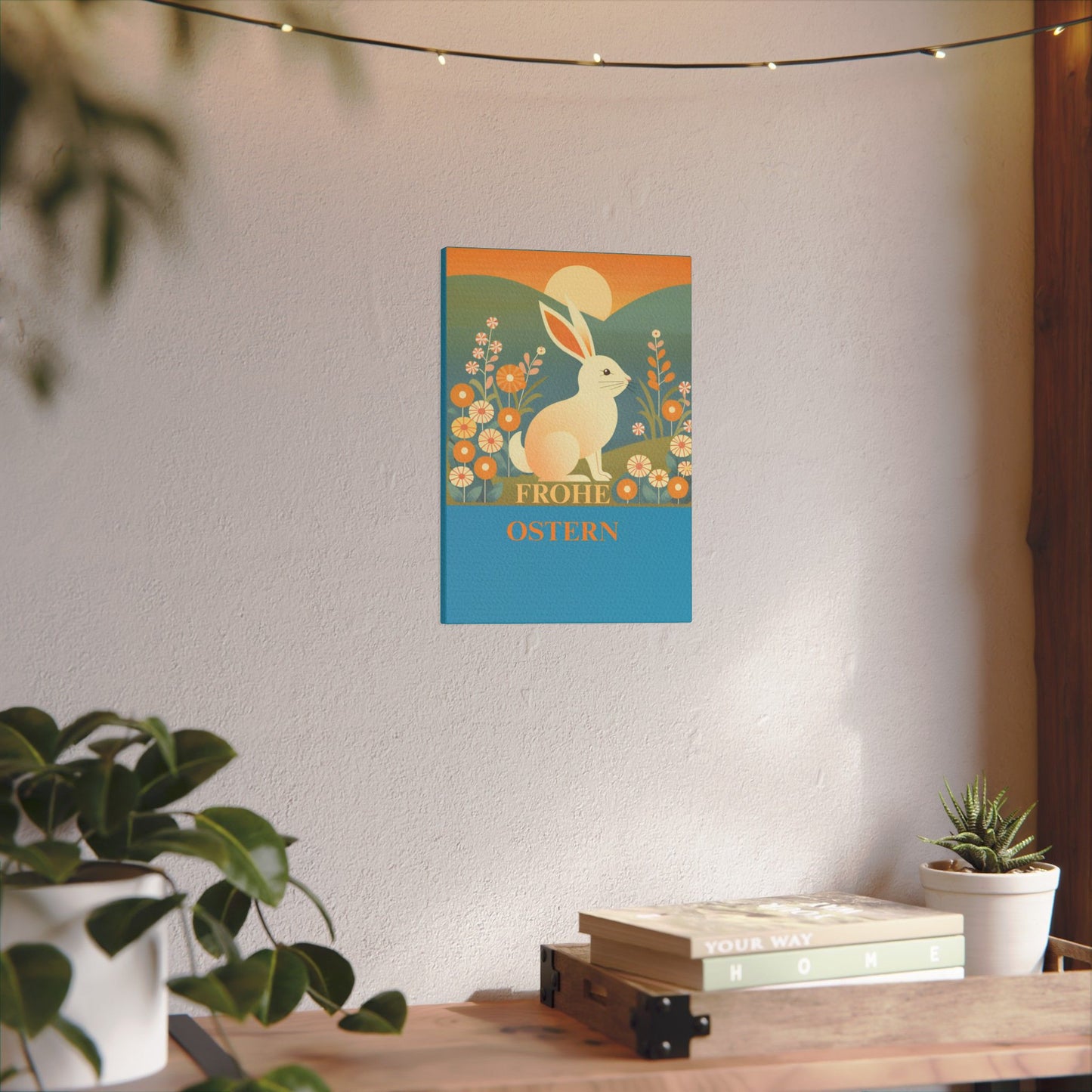 Skurriler Oster-Giclée-Druck auf Leinwand – „Frohe Ostern“, dekorative Wandkunst