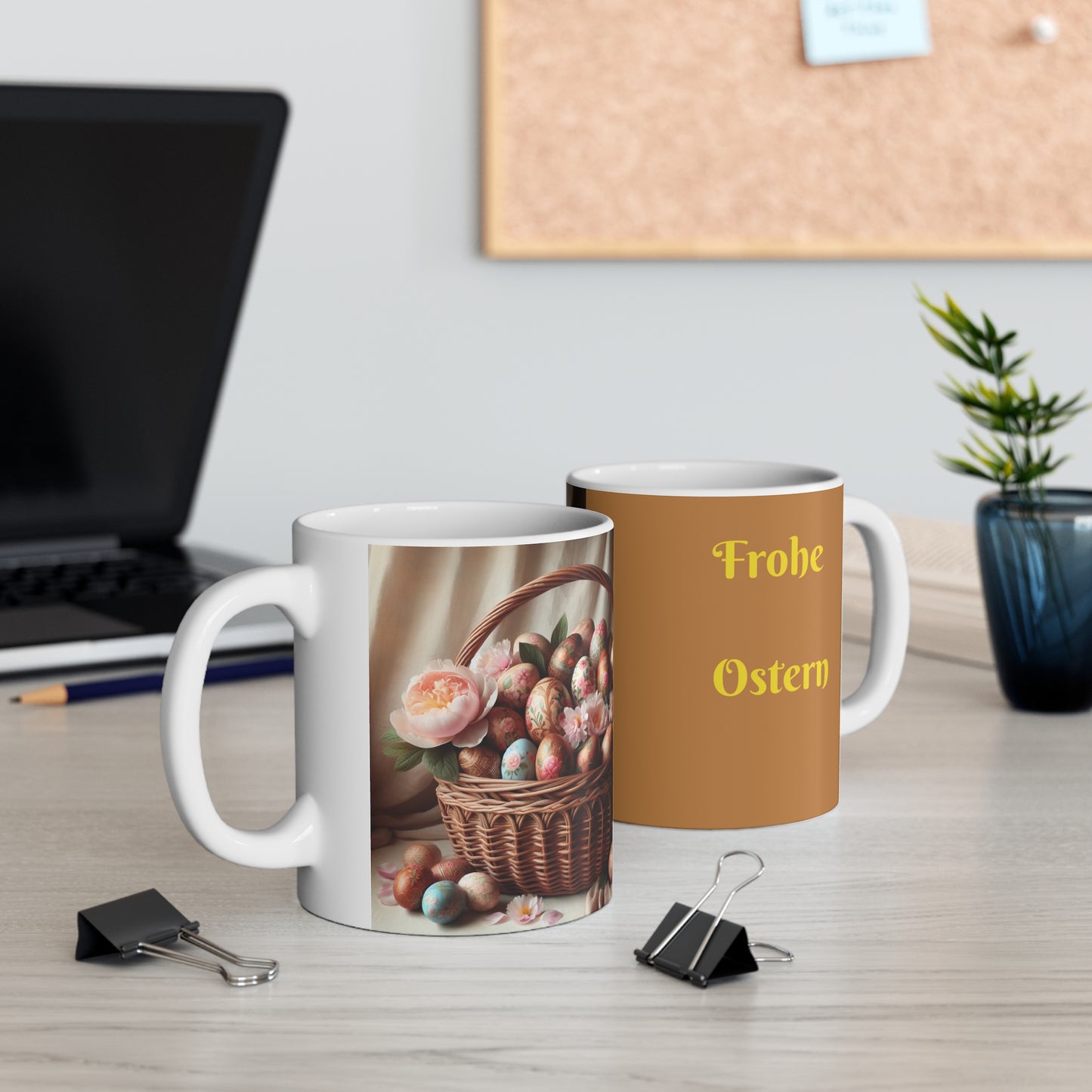 Ostereikorb mit Blumenmuster, Keramik-Kaffeetasse – 11 oz und 15 oz