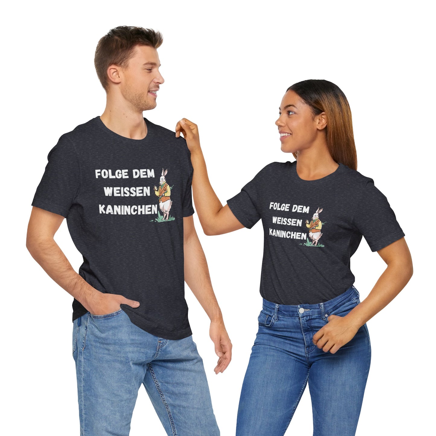 Folgen Sie dem weißen Kaninchen Unisex Kurzarm T-Shirt