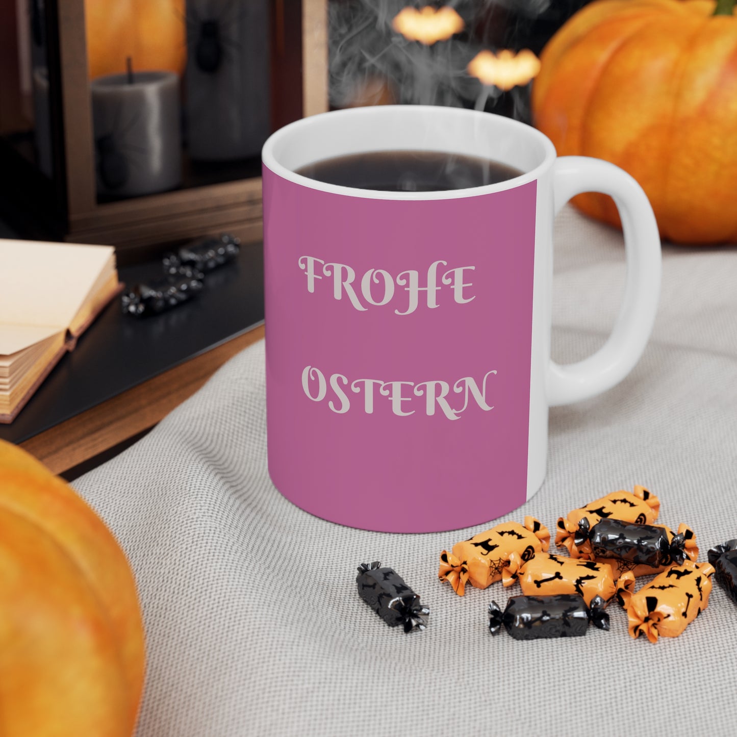 “Hoppelige Ostern Tasse – Süßer Hase & Blumen Design | Personalisierte Osterkaffee Tee Tasse für Frühlingsgeschenke