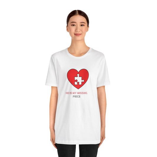 Weißes Unisex-Jersey-T-Shirt mit kurzen Ärmeln für Paare