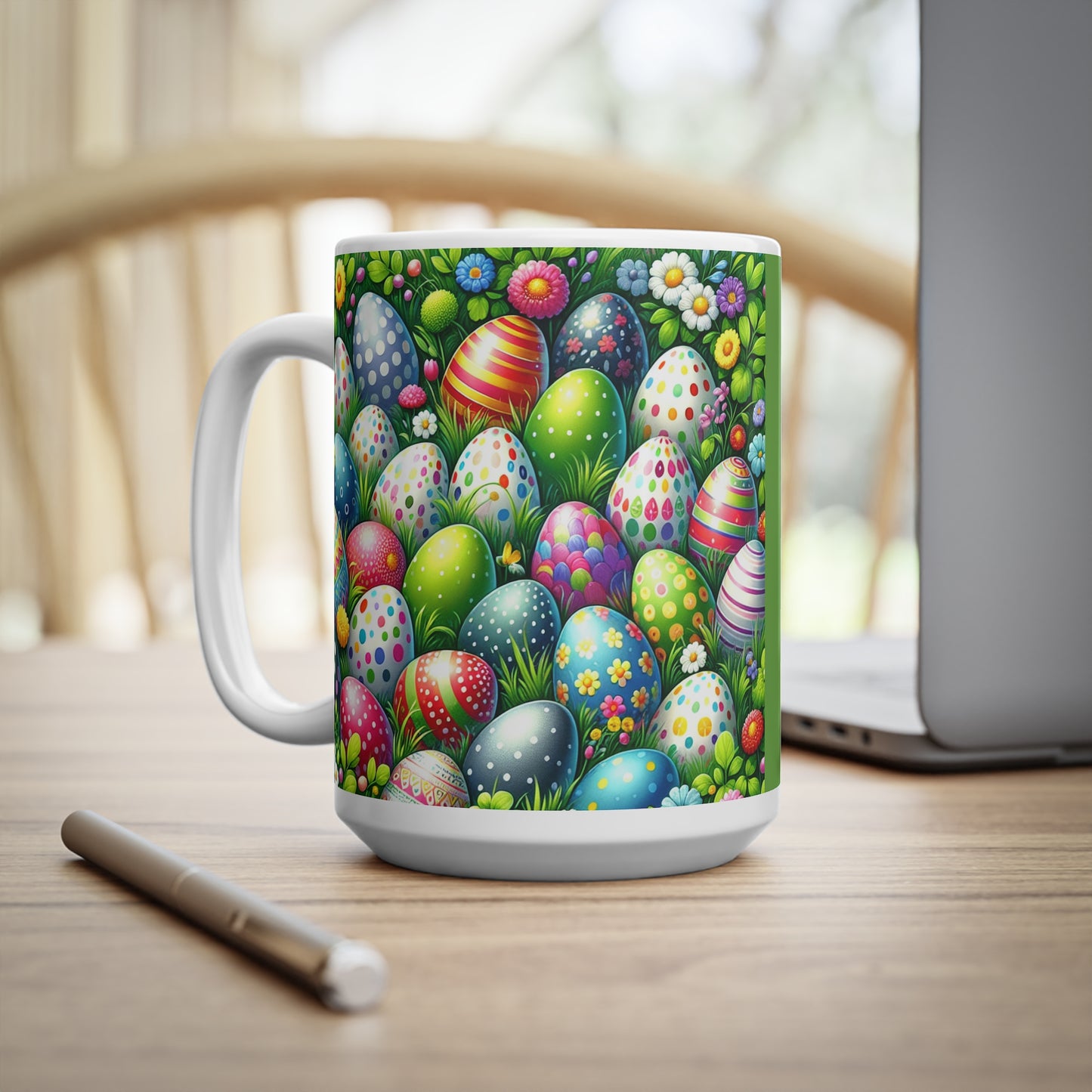 Bunte Osterei-Kaffeetasse aus Keramik – 11 oz und 15 oz