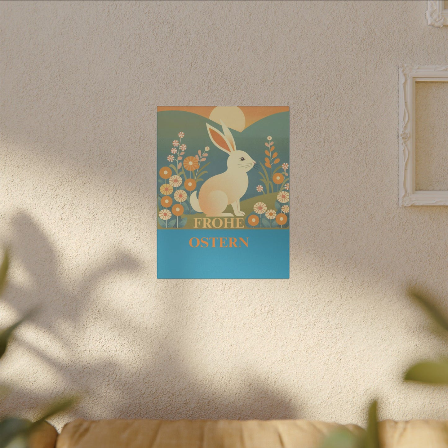 Skurriler Oster-Giclée-Druck auf Leinwand – „Frohe Ostern“, dekorative Wandkunst