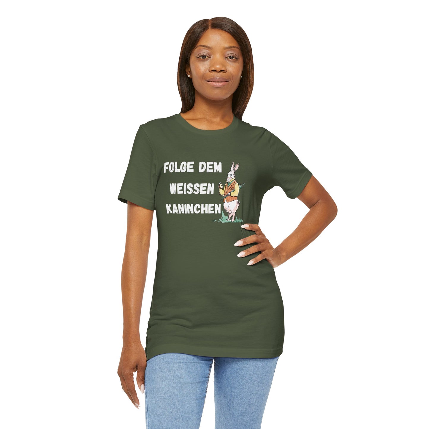 Folgen Sie dem weißen Kaninchen Unisex Kurzarm T-Shirt