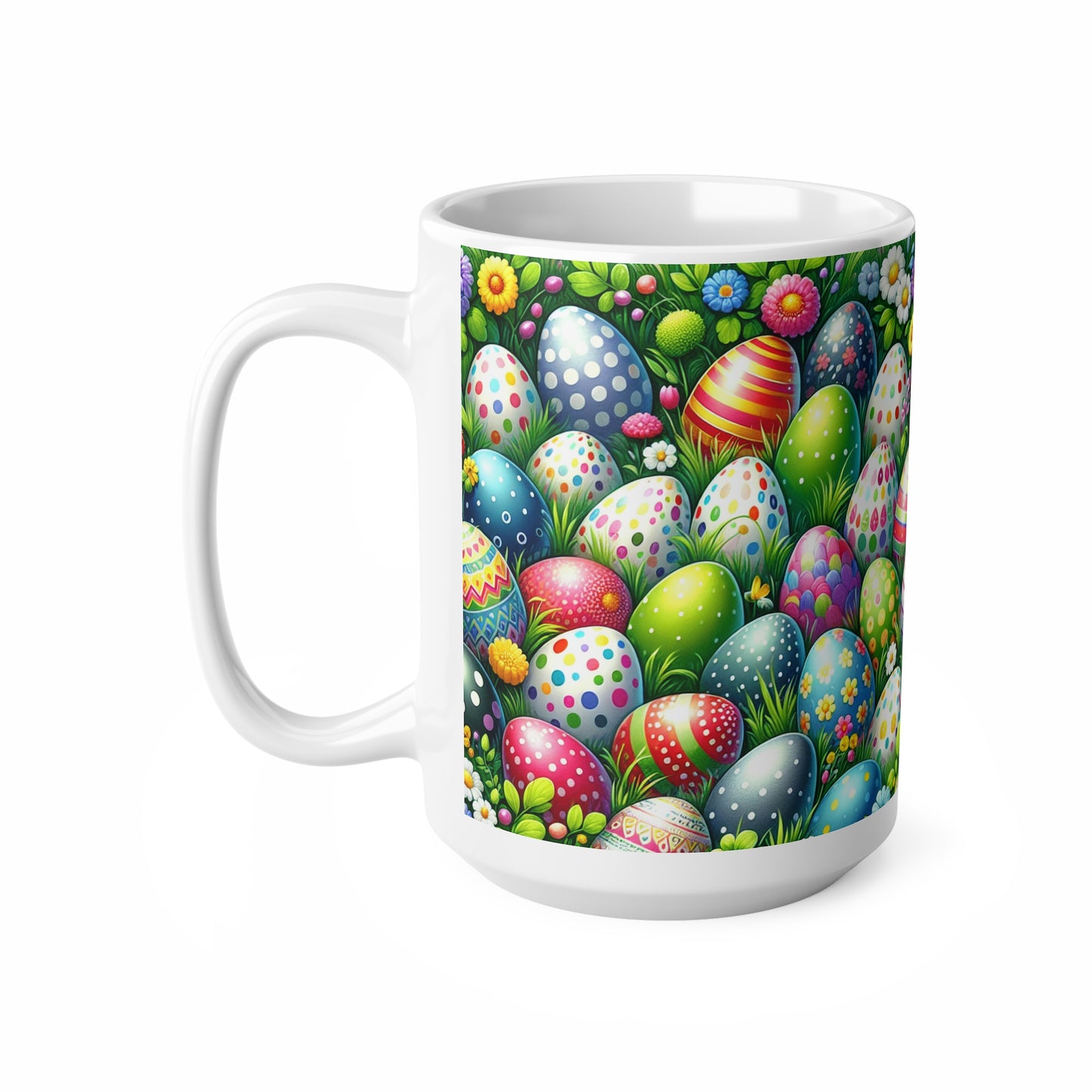 Bunte Osterei-Kaffeetasse aus Keramik – 11 oz und 15 oz