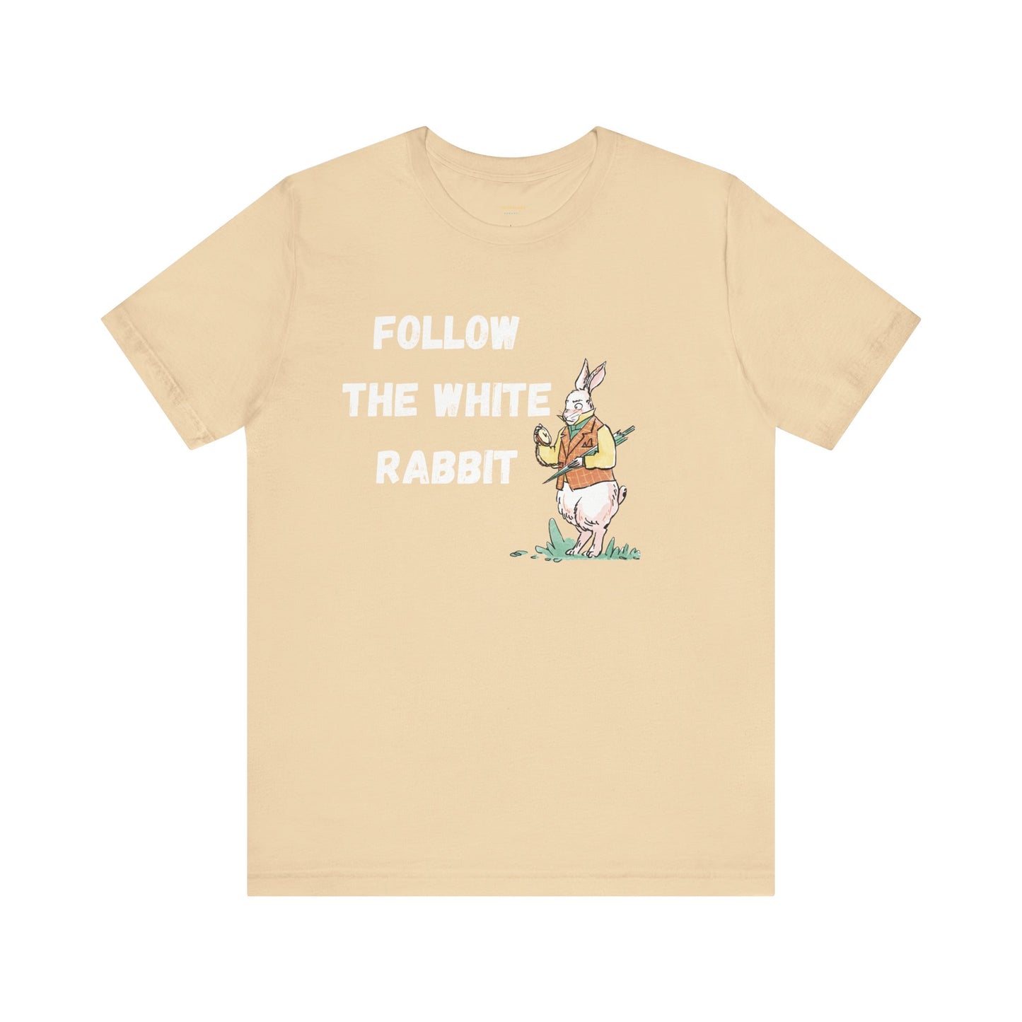 Follow the White Rabbit Tee - Unisex Jersey Short Sleeve Shirt for Adventure Lovers