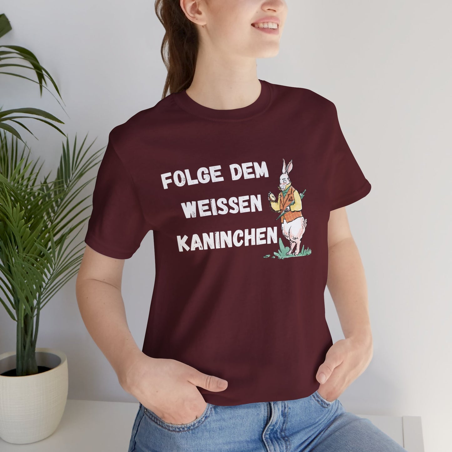 Folgen Sie dem weißen Kaninchen Unisex Kurzarm T-Shirt