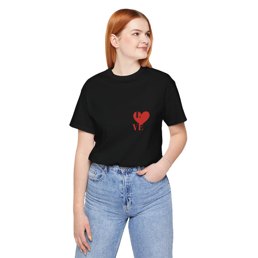 Schwarzes Unisex-Jersey-T-Shirt aus Bio-Baumwolle mit kurzen Ärmeln