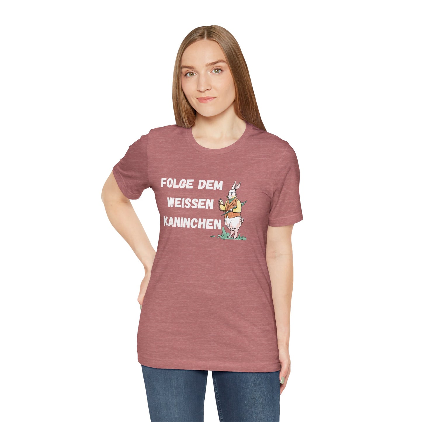 Folgen Sie dem weißen Kaninchen Unisex Kurzarm T-Shirt