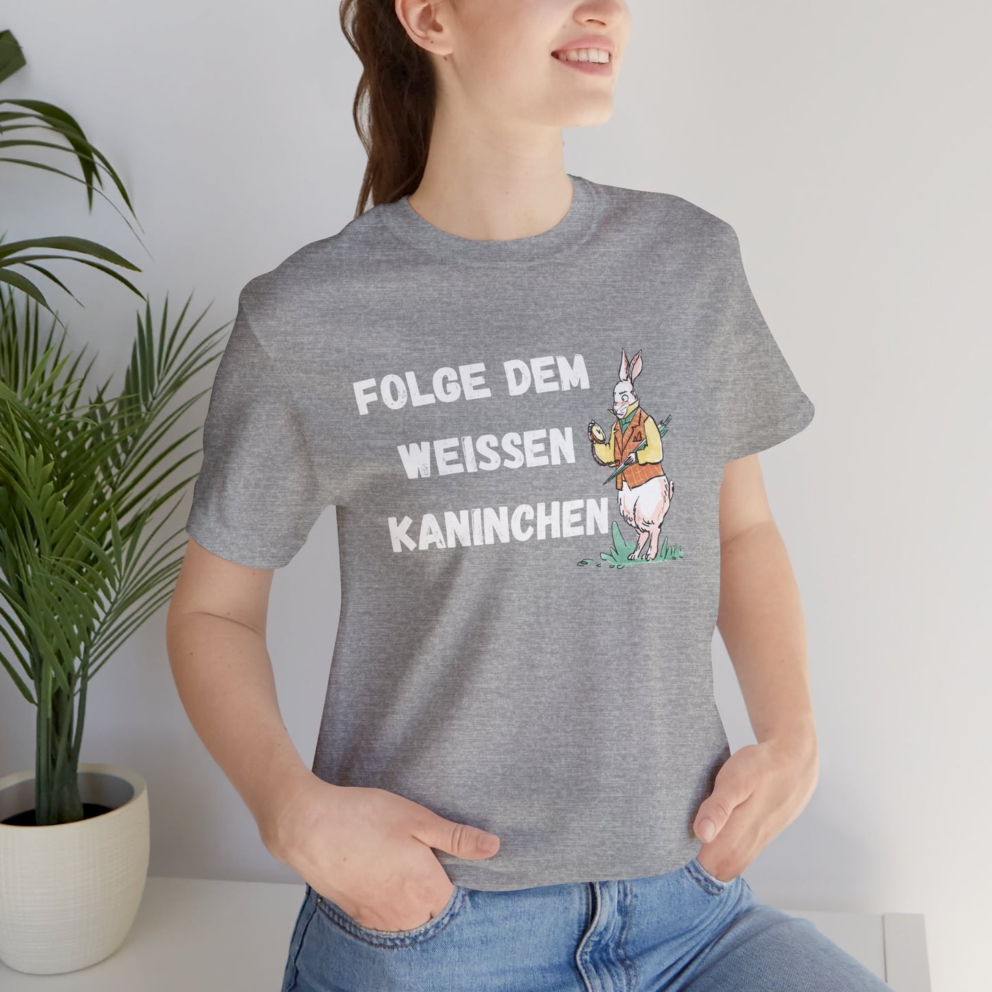 Folgen Sie dem weißen Kaninchen Unisex Kurzarm T-Shirt