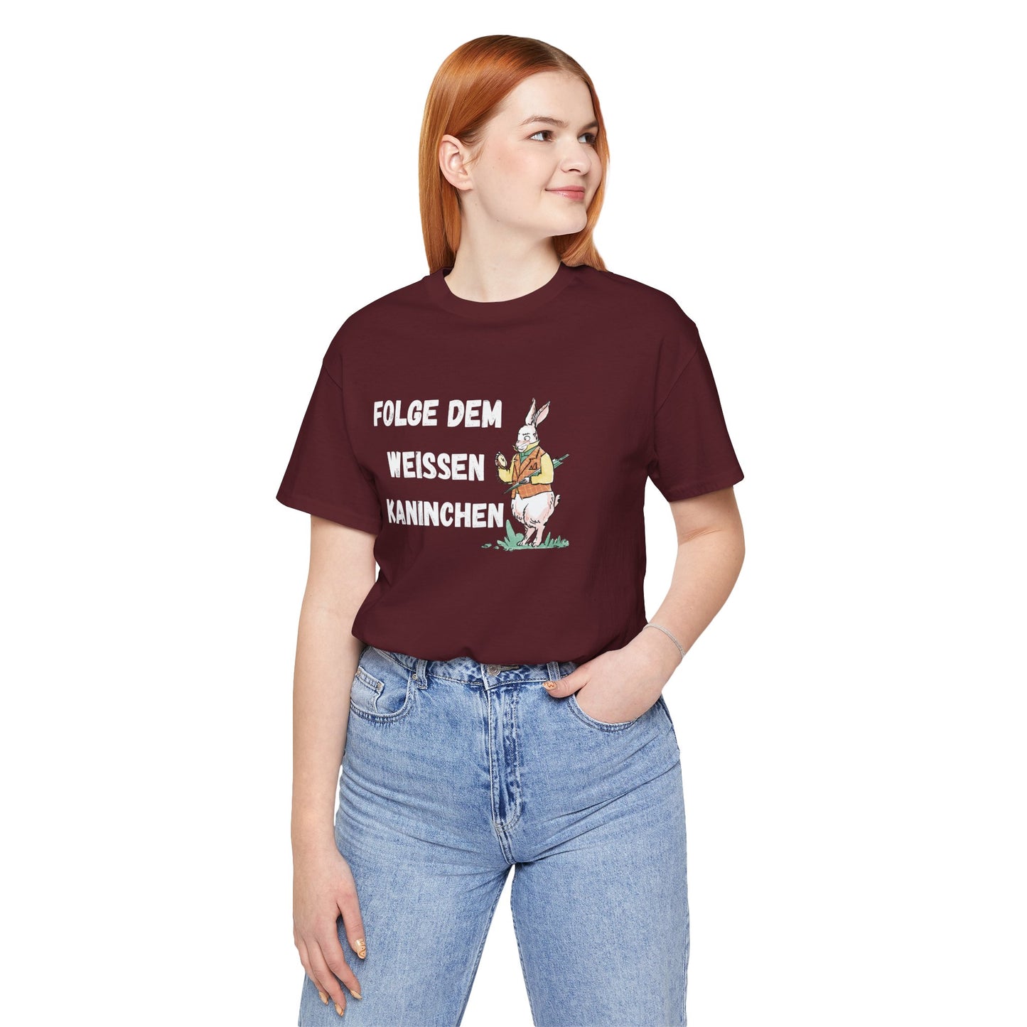 Folgen Sie dem weißen Kaninchen Unisex Kurzarm T-Shirt