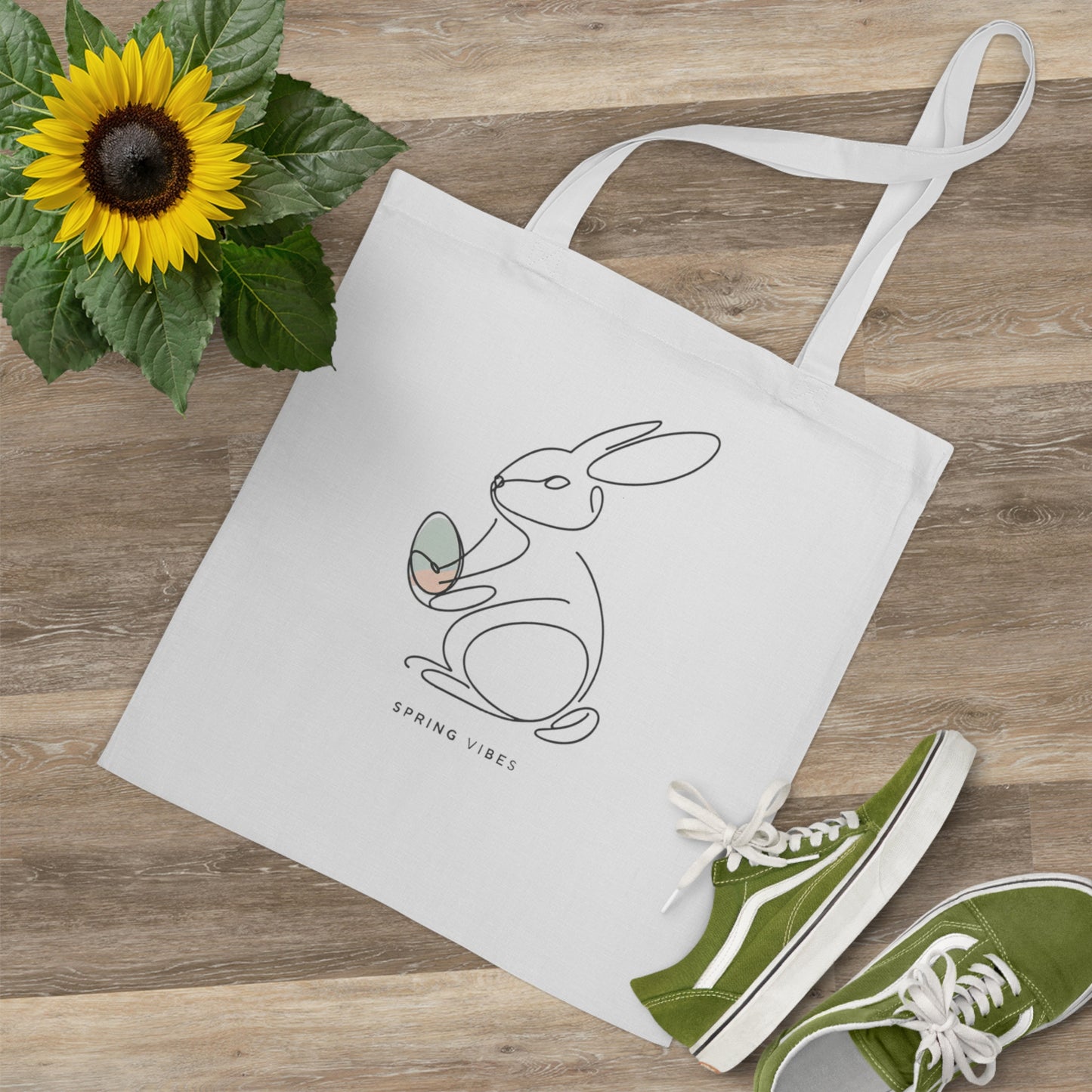 Spring Vibes Bunny Tote Bag - Eco-Friendly Shopping Bag for Easter & Everyday Use Ostern Stofftasche mit Hase – Süß & Stylisch für den Frühling