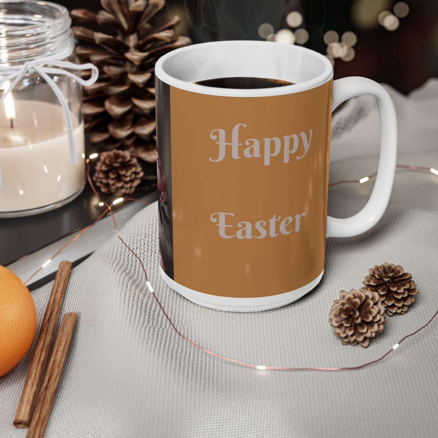Easter Floral egg design  Ceramic Coffee Cups - 11oz & 15oz - Perfect for Spring Celebrations