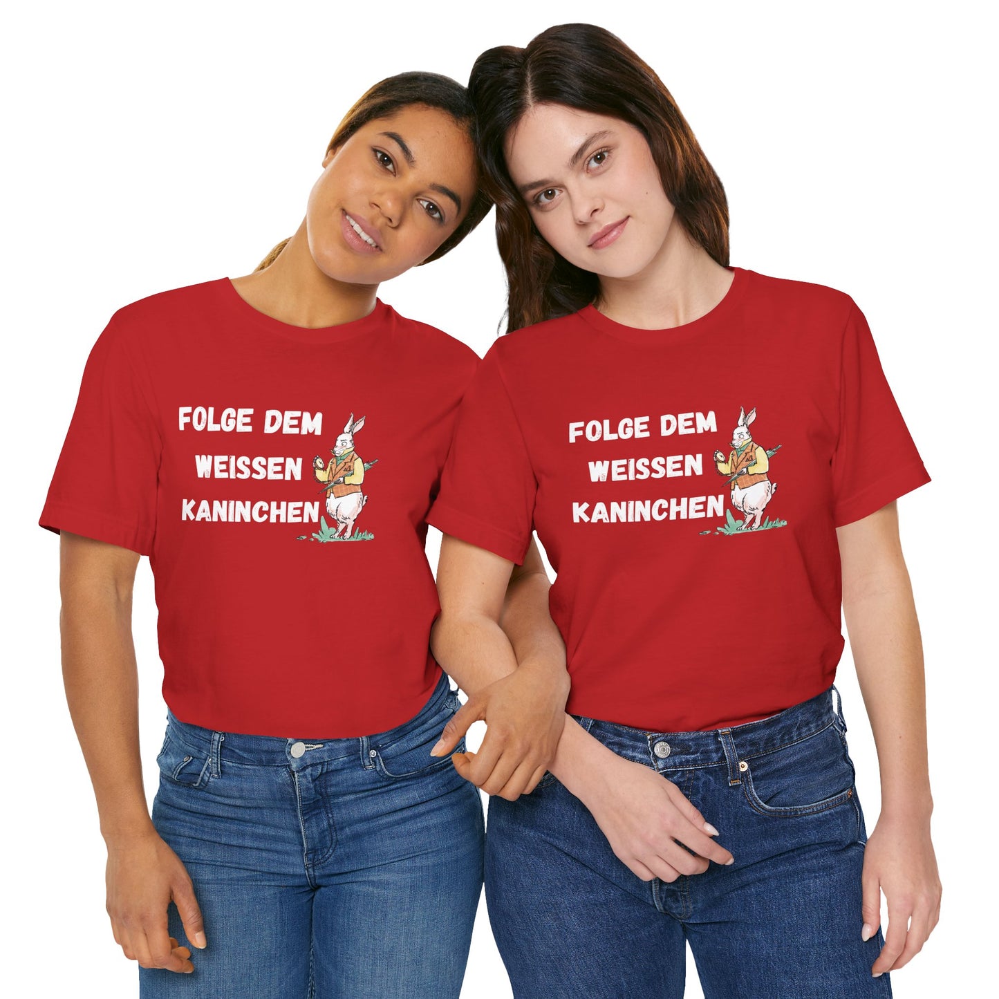 Folgen Sie dem weißen Kaninchen Unisex Kurzarm T-Shirt