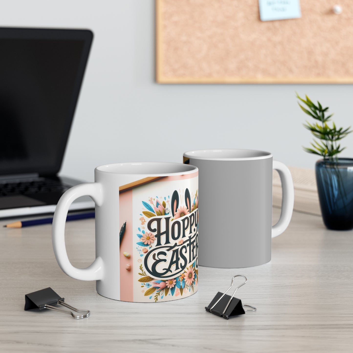 Taza de Cerámica de Café Hoppy Easter - 11oz y 15oz | Vajilla Festiva para Celebraciones de Primavera