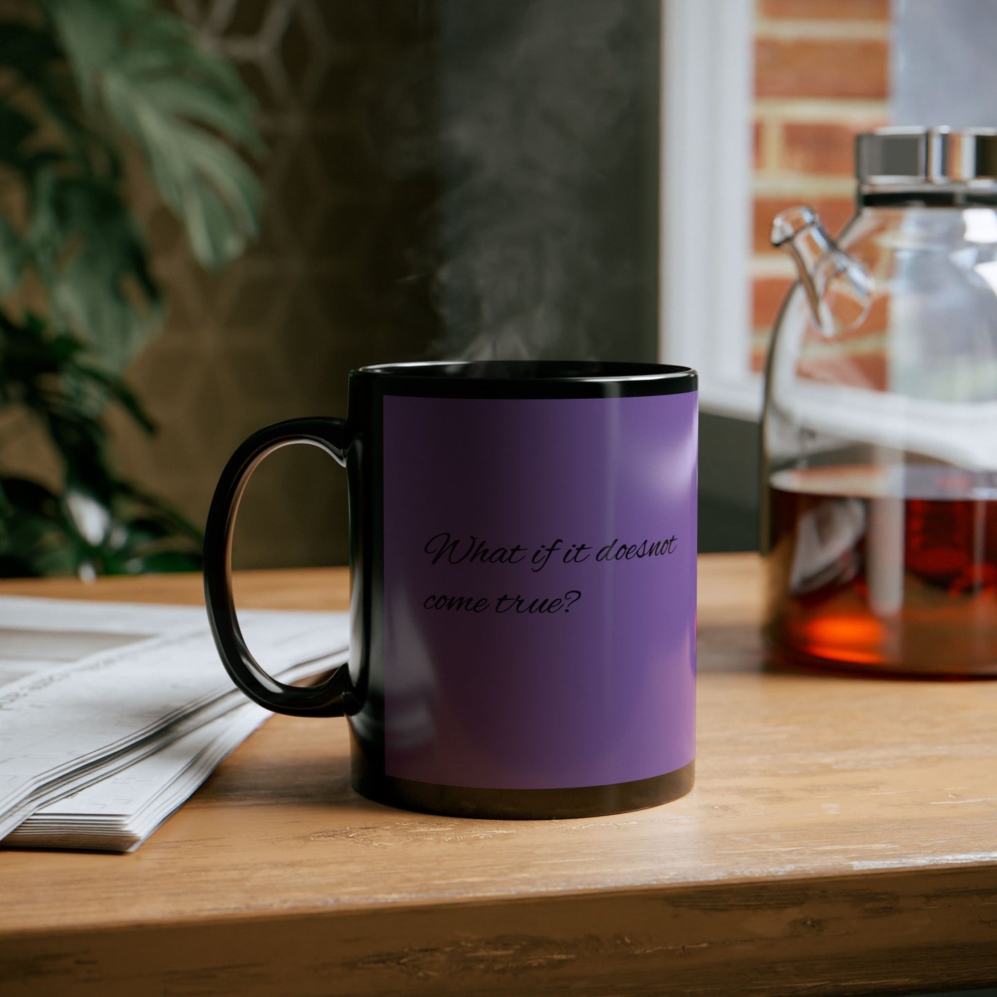 Inspirierende schwarze Tasse - 11oz & 15oz - 'Was wäre, wenn es doch...?' Kaffeetasse