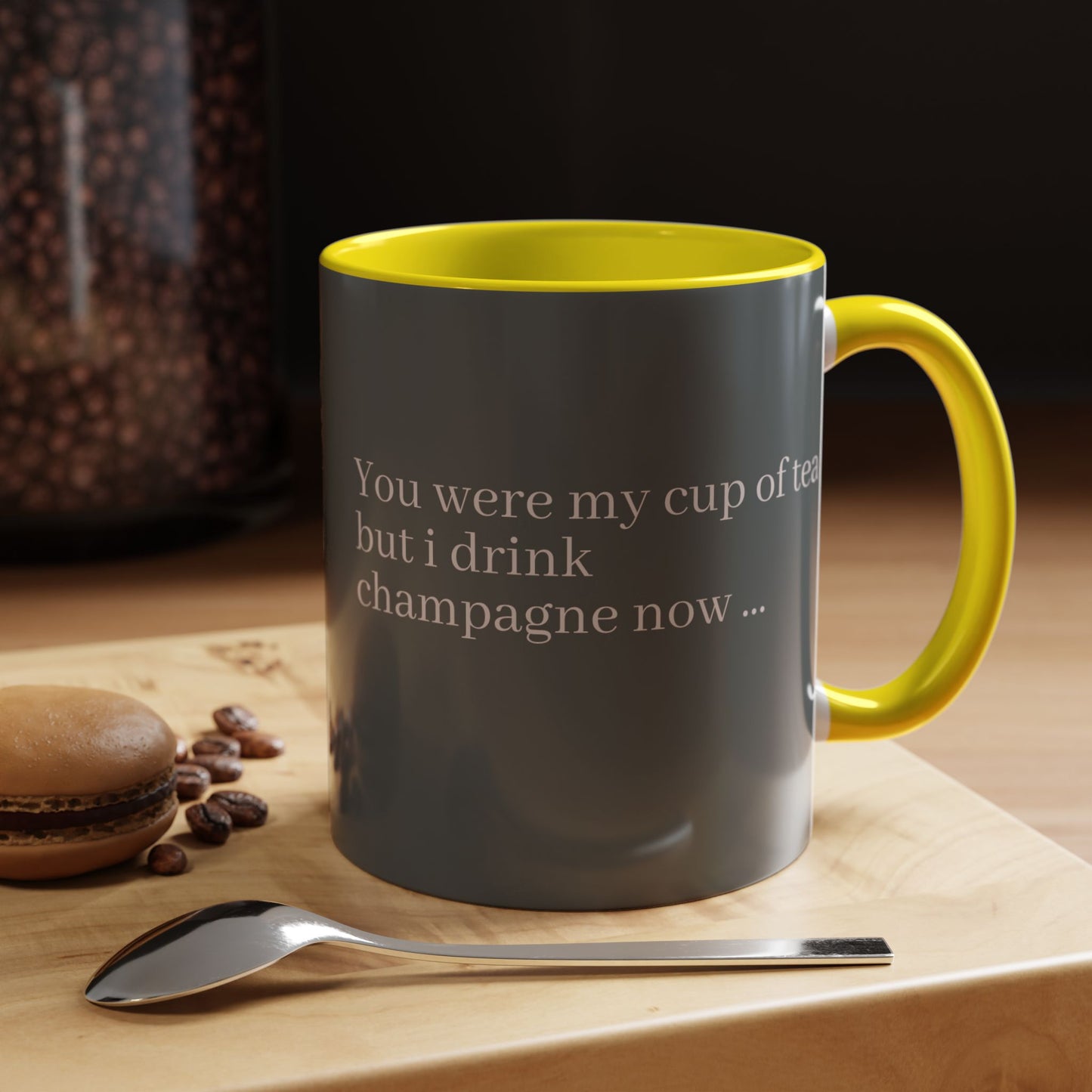Lustige Akzent-Kaffeetasse - 'Du warst meine Tasse Tee, aber ich trinke jetzt Champagner' - Perfektes Geschenk für Weinliebhaber