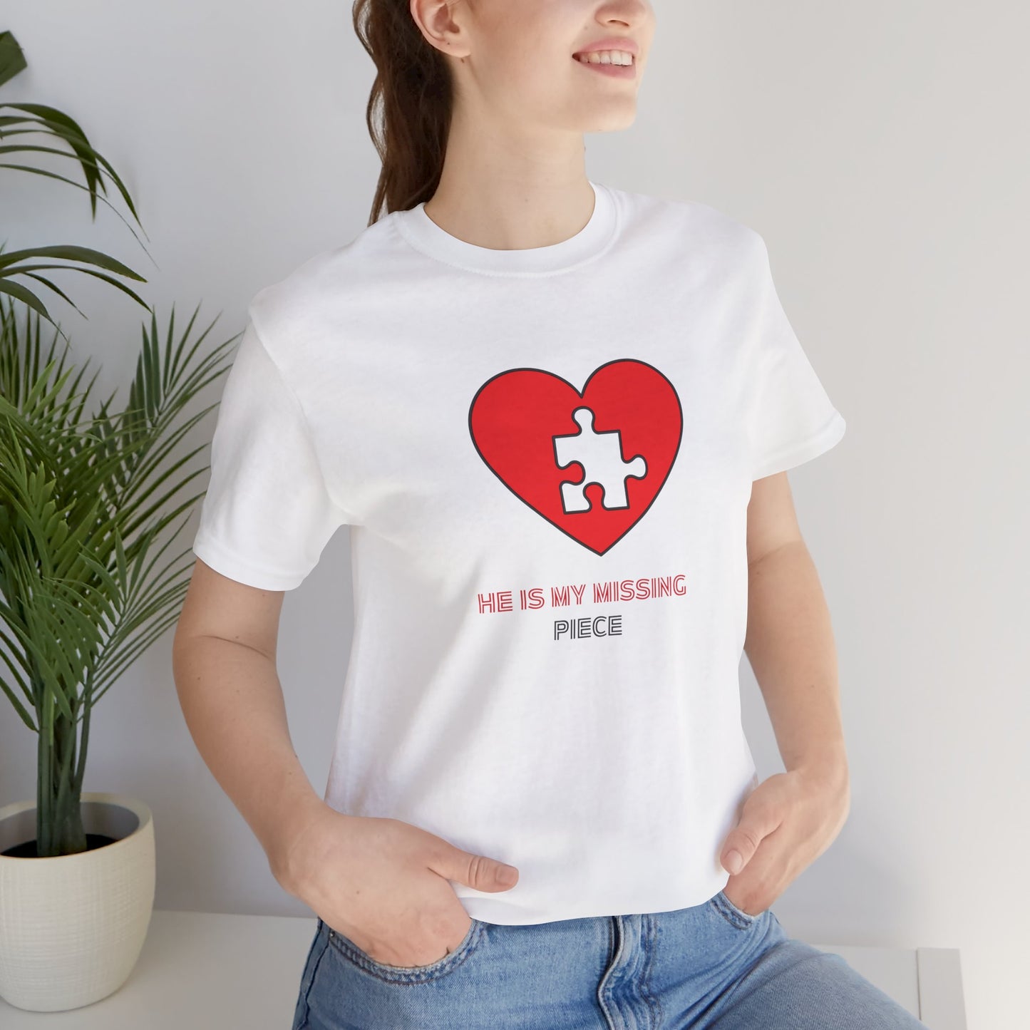 Weißes Unisex-Jersey-T-Shirt mit kurzen Ärmeln für Paare