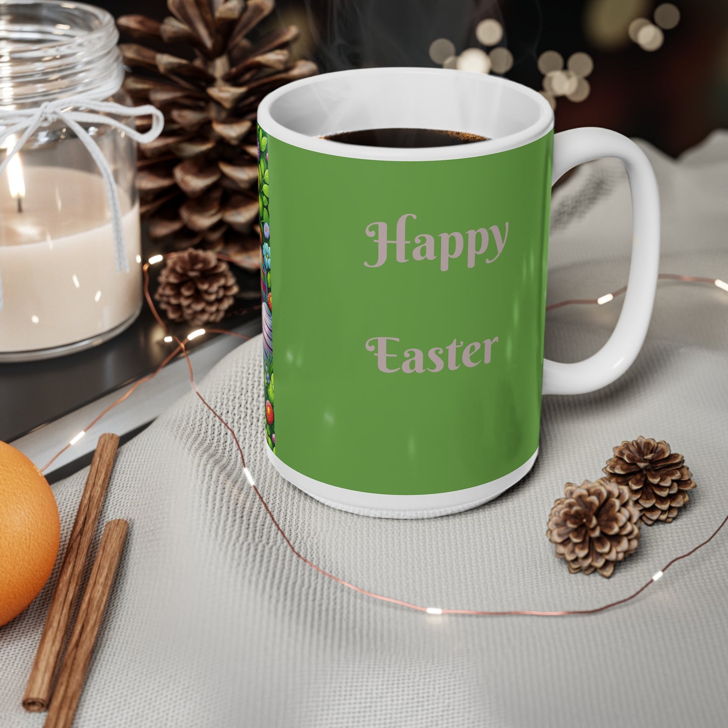 Bunte Osterei-Kaffeetasse aus Keramik – 11 oz und 15 oz