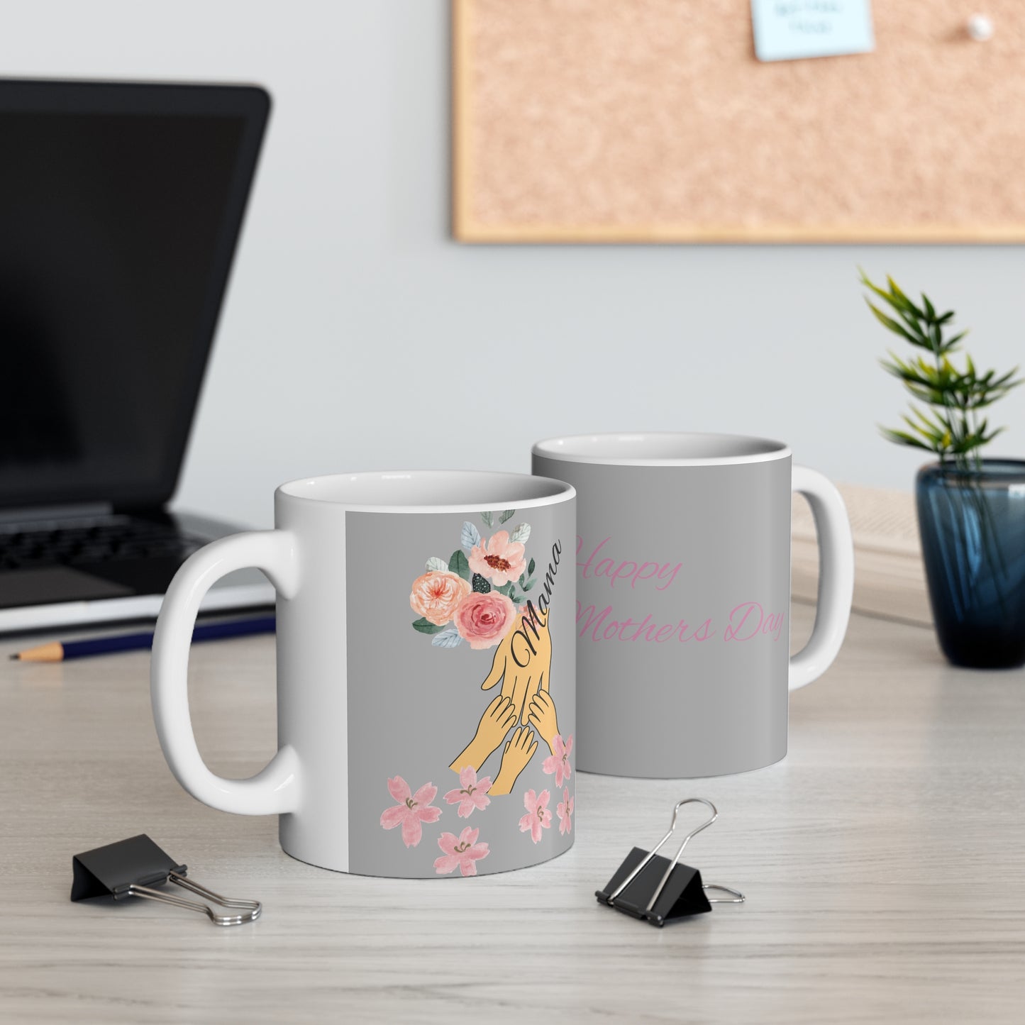 Personalized Mama Mug - Happy Mother's Day Gift - Floral Ceramic Coffee Cup