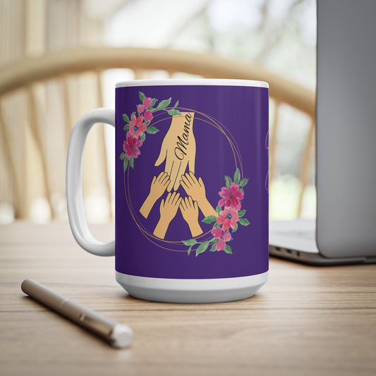 Floral Hands Ceramic Coffee Cup - Perfect Mother's Day Gift, 11oz & 15oz