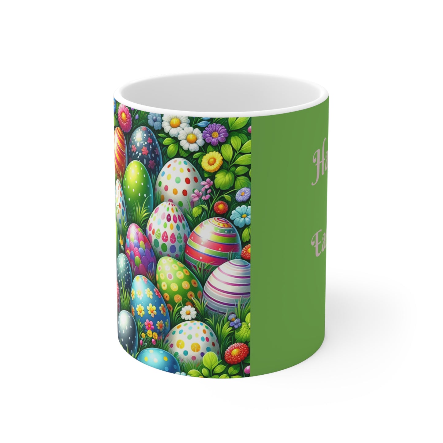 Osterblumen Keramiktassen - 11oz & 15oz mit buntem Eierdesign
