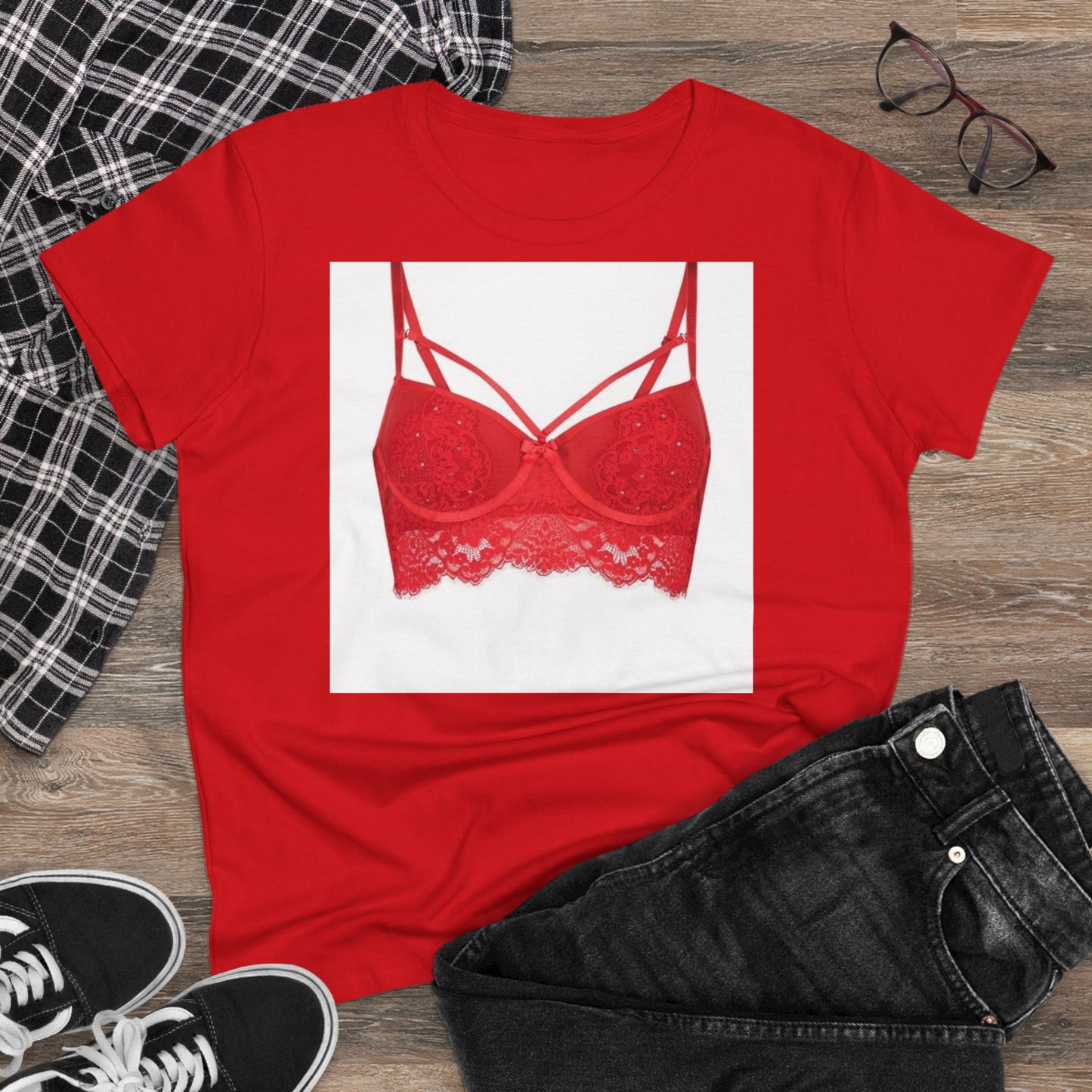 Damen-BH-T-Shirt aus mittelschwerer Baumwolle