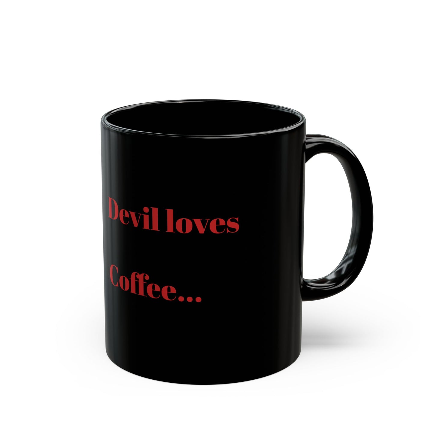 Tasse noire Devil Loves Coffee - Tasses à café amusantes de 11oz et 15oz pour les amateurs de café