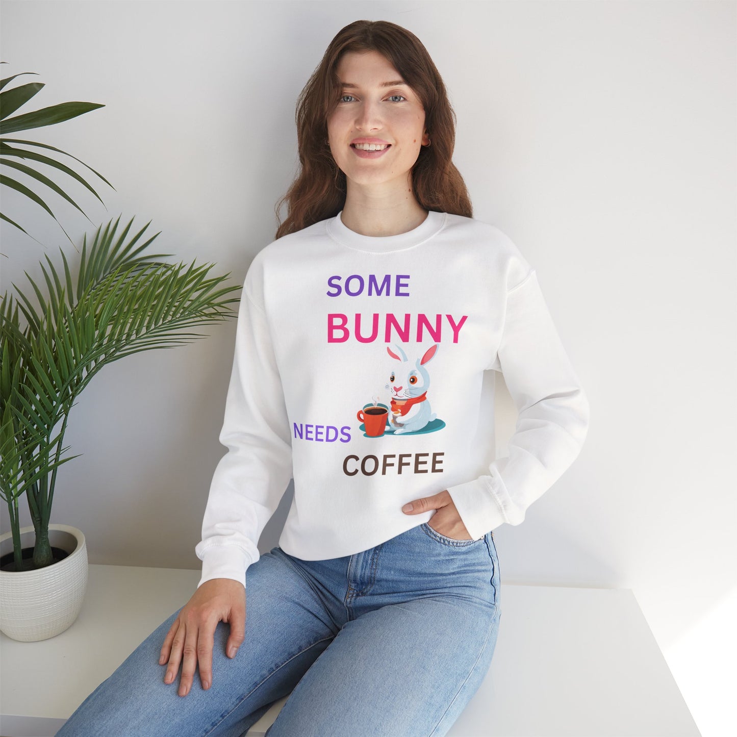 Cozy Bunny Coffee Sweatshirt - Unisex Heavy Blend™ Crewneck