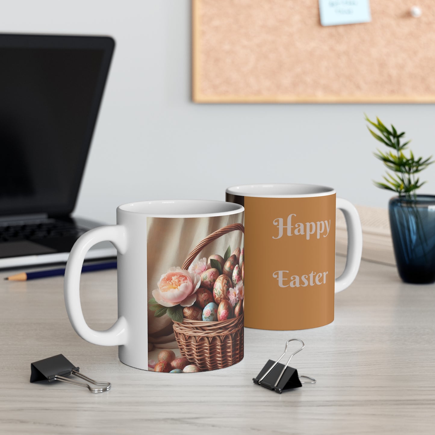 Easter Floral egg design  Ceramic Coffee Cups - 11oz & 15oz - Perfect for Spring Celebrations