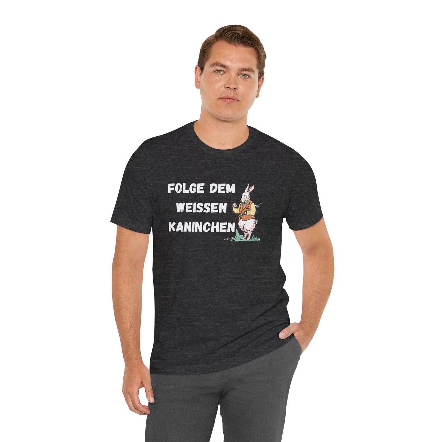 Folgen Sie dem weißen Kaninchen Unisex Kurzarm T-Shirt