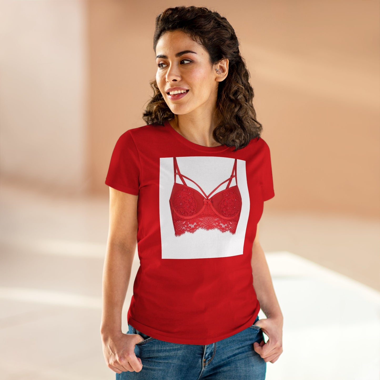 Damen-BH-T-Shirt aus mittelschwerer Baumwolle