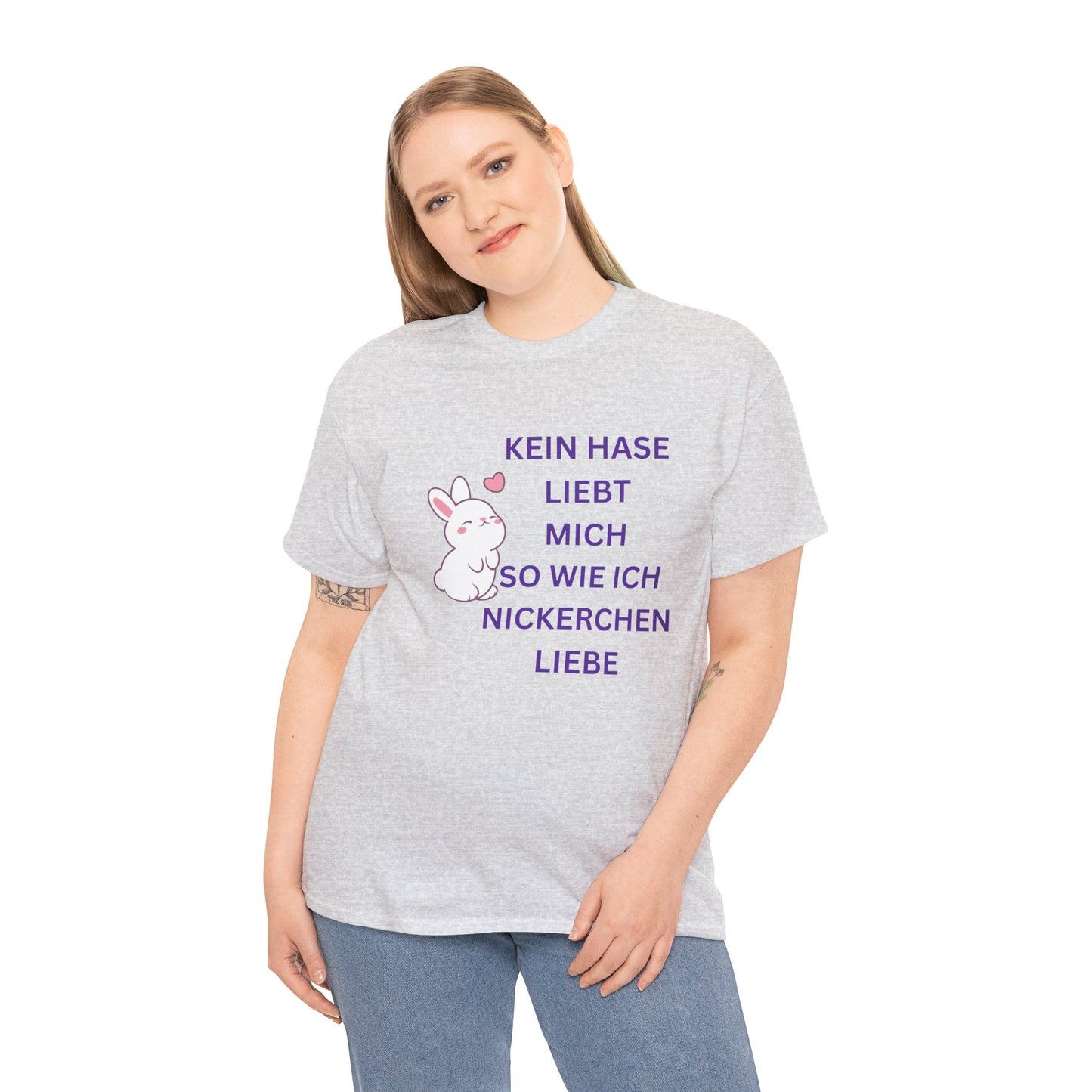 Lustiges Unisex-T-Shirt mit Hasenliebe aus schwerer Baumwolle – perfekt für Frühlingsfeiern