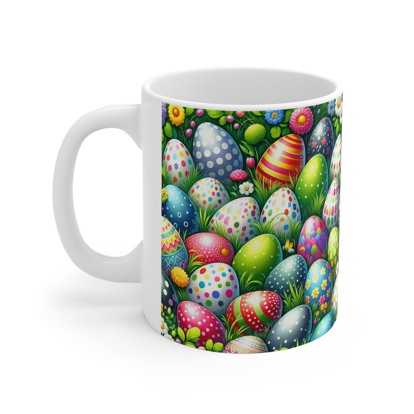 Osterblumen Keramiktassen - 11oz & 15oz mit buntem Eierdesign