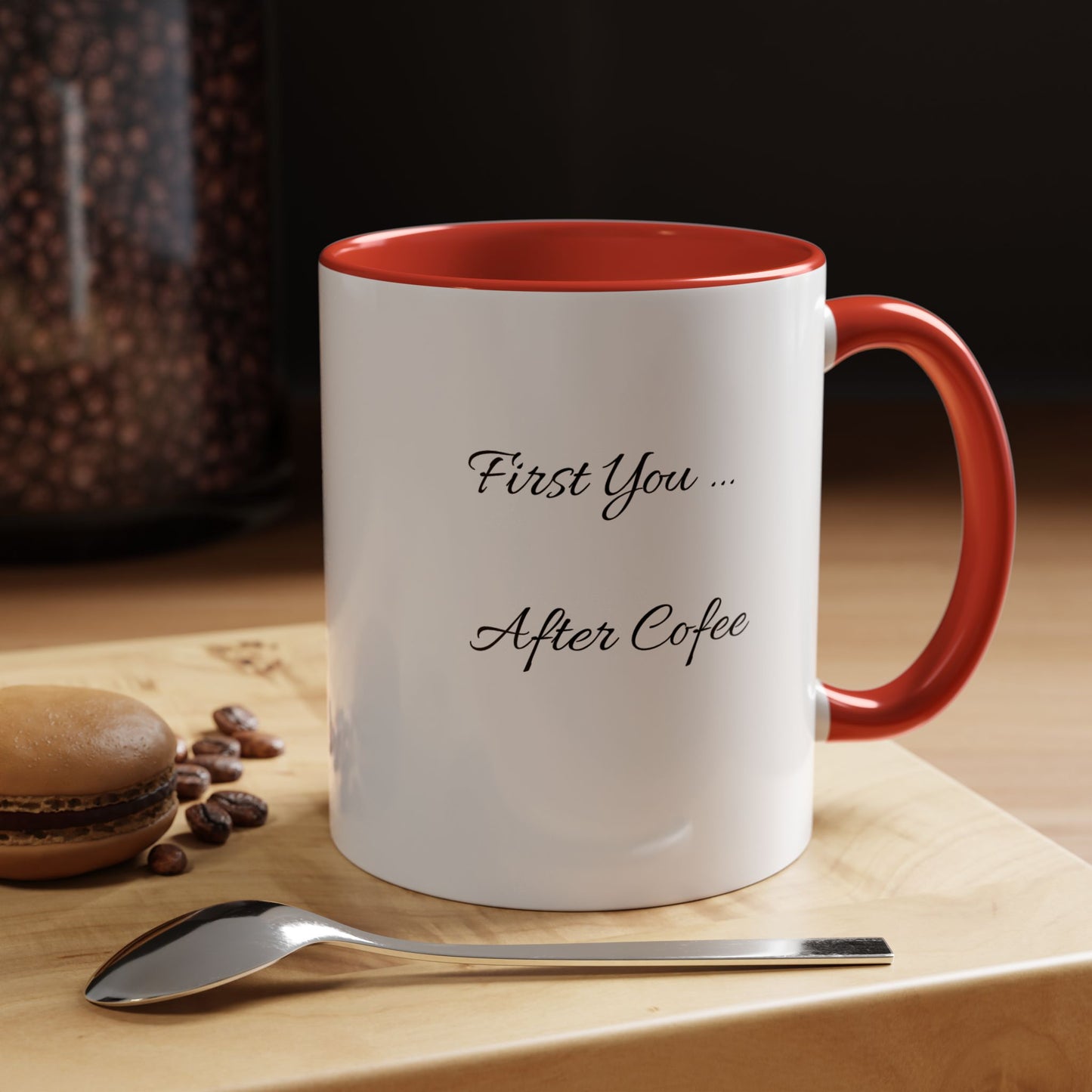 Inspirierende Akzent-Kaffeetasse - 'Zuerst du... Nach dem Kaffee' - Perfekt für Kaffeeliebhaber und tägliche Motivation