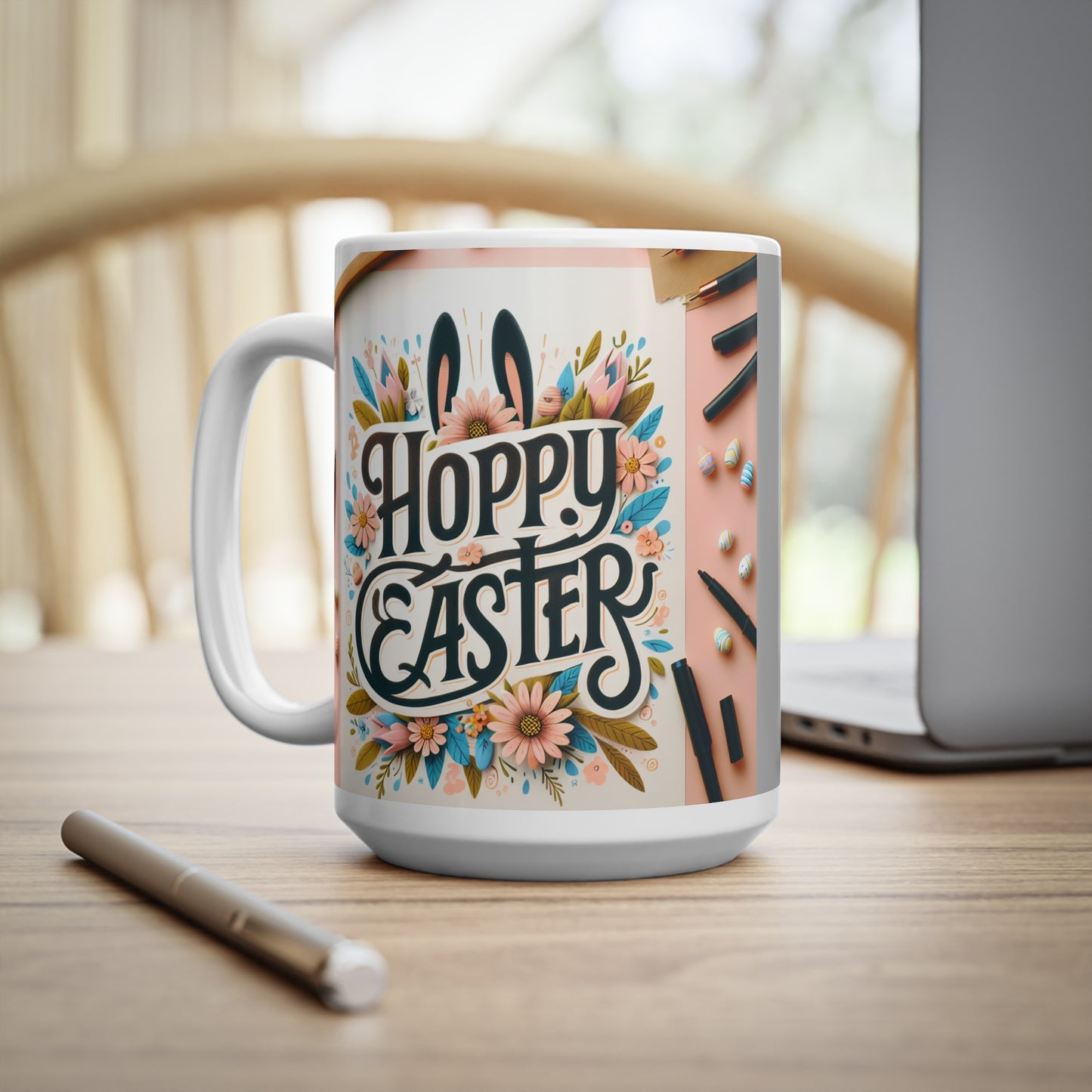 Taza de Cerámica de Café Hoppy Easter - 11oz y 15oz | Vajilla Festiva para Celebraciones de Primavera
