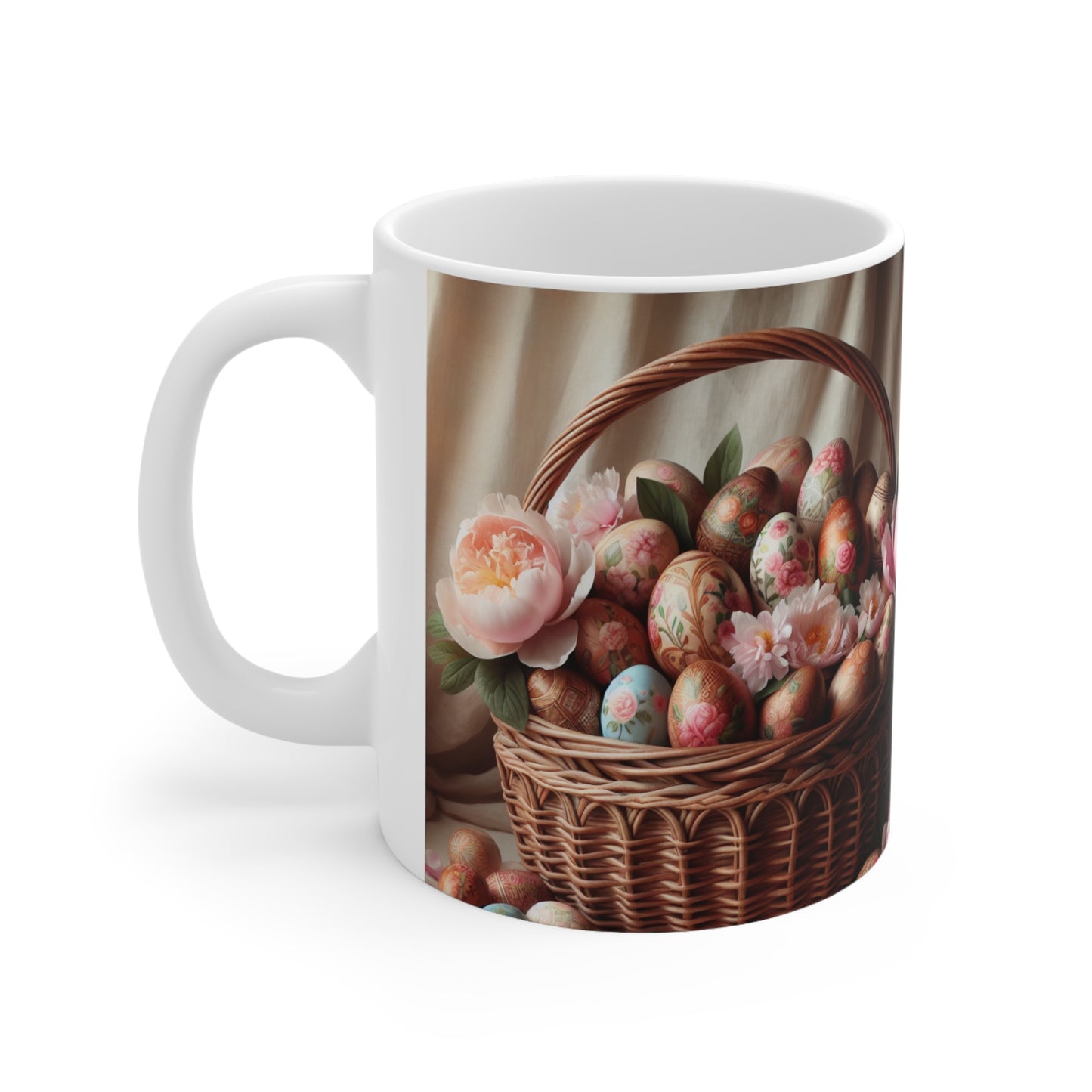 Easter Floral egg design  Ceramic Coffee Cups - 11oz & 15oz - Perfect for Spring Celebrations