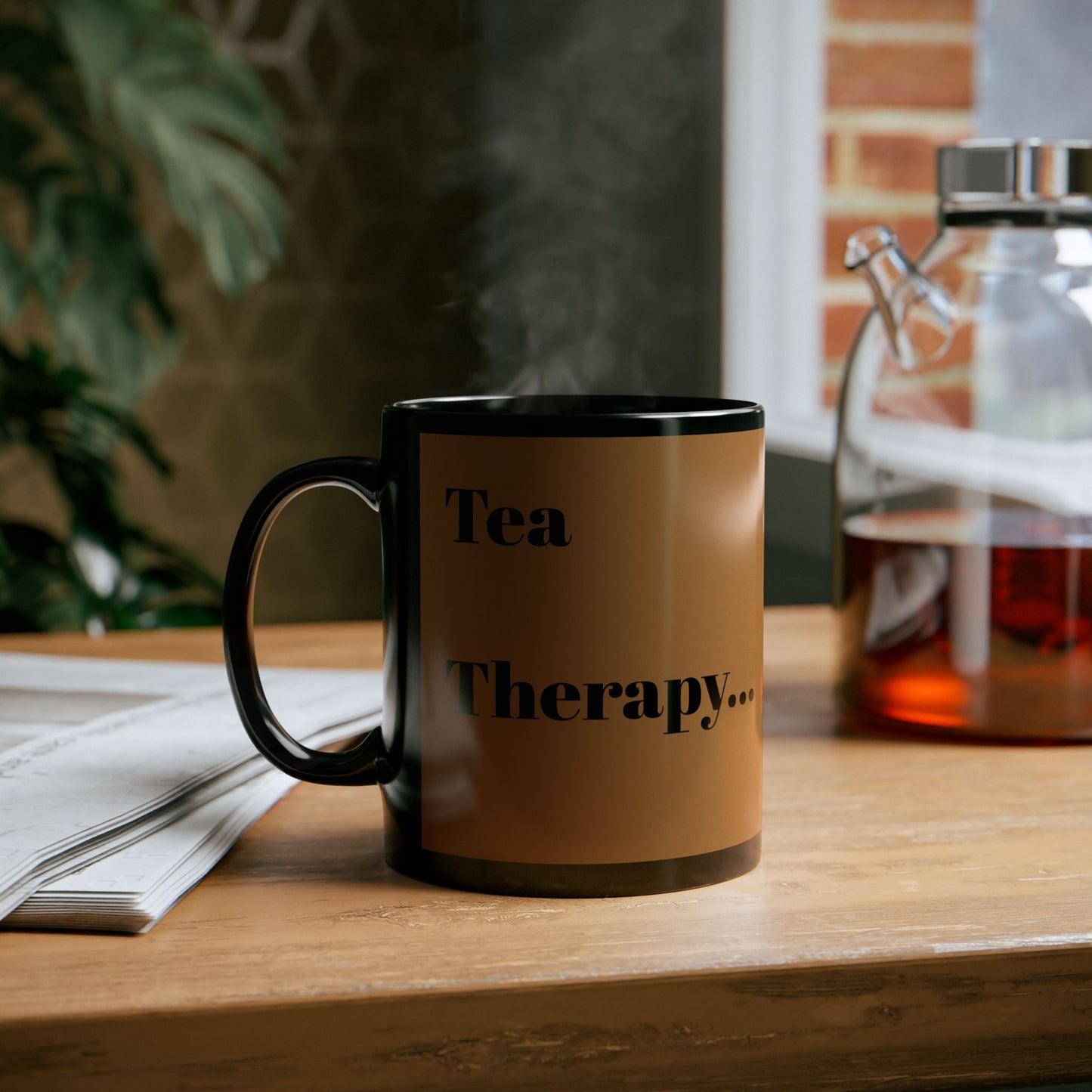 Brewed Therapy Mug - Cozy 11oz & 15oz Black tea Cup for Relaxation & Self-Care