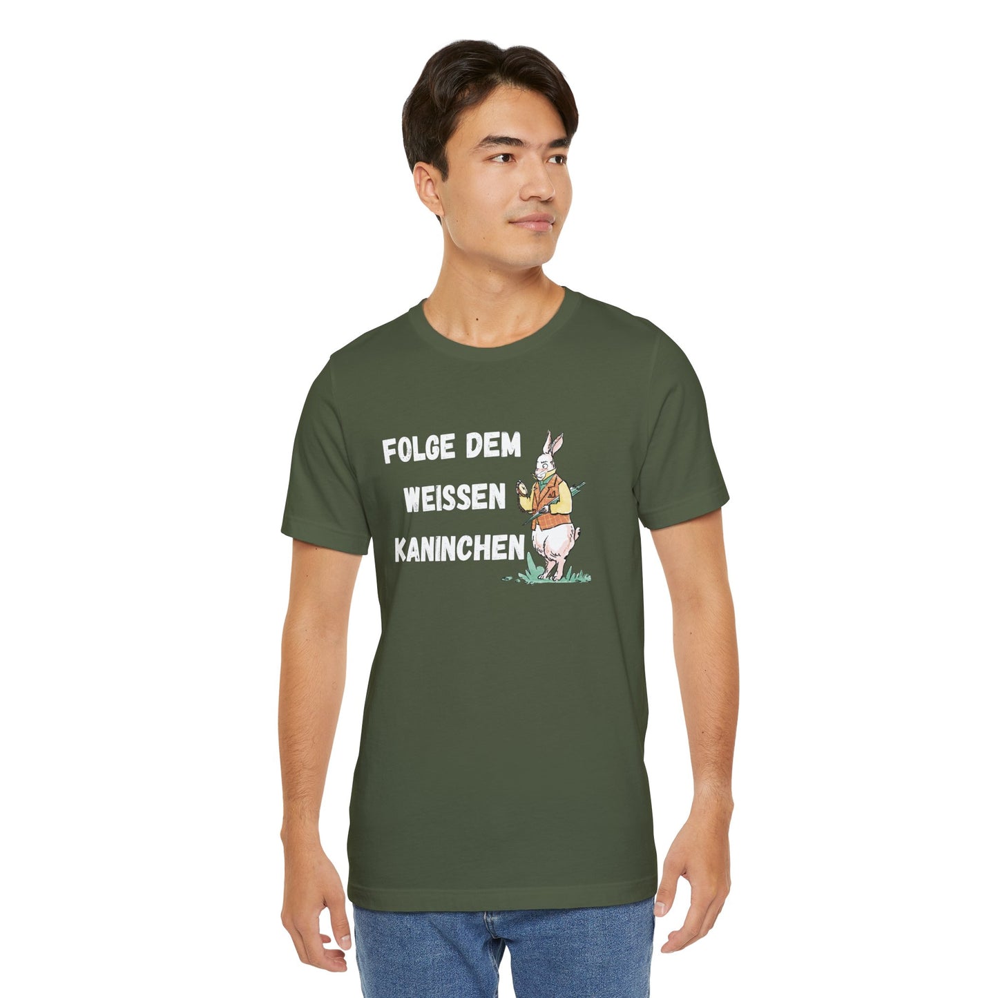 Folgen Sie dem weißen Kaninchen Unisex Kurzarm T-Shirt